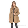Vince Beige Wool Blend Winter Outerwear Ct001 With Hight Grade Leather , 40% Polyester For Woman